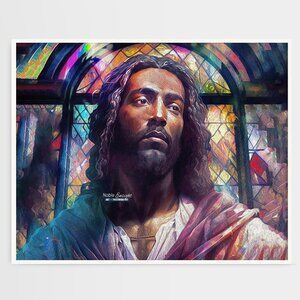 16x20 Jesus Stained Glass‎ Wall Art Watercolor Oil Painting Poster